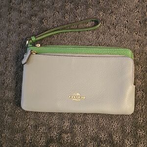 Coach Two-Tone Gray and Green Wristlet